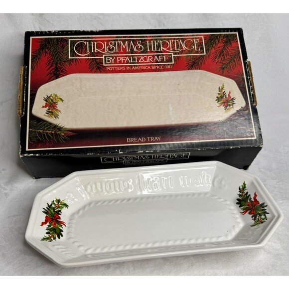 Pfaltzgraff Christmas Heritage Bread Tray with Original Box. Made In Usa - Picture 1 of 7